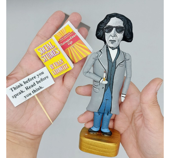 Fran Lebowitz figurine, American author, public speaker, actor - Gift for writers! Collectible art