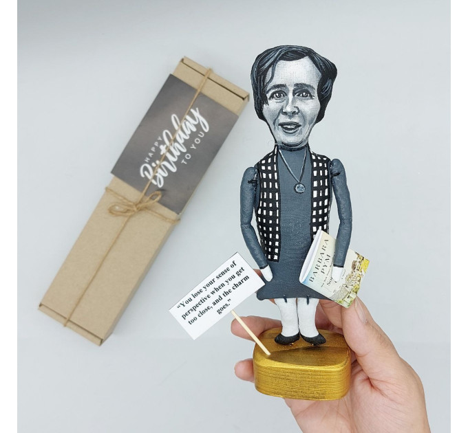Barbara Pym figurine, English novelist, author Excellent Women - Literary art, Book lover gift!