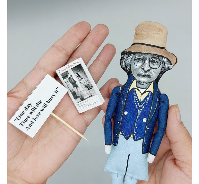 Richard Brautigan figurine, American novelist, poet Counterculture - Unique writer gift!