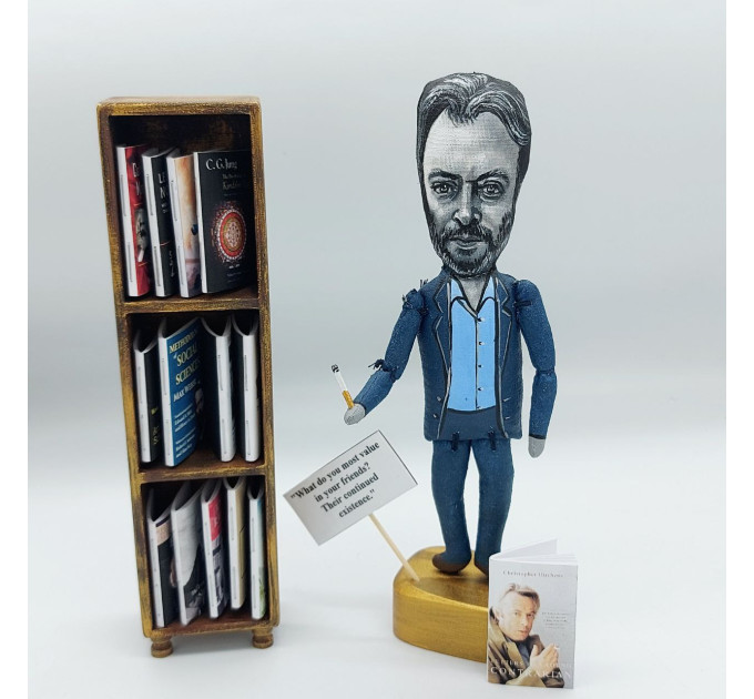 Christopher Hitchens figurine, famous  author and journalist - one of the "Four Horsemen" of New Atheism