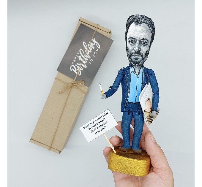 Christopher Hitchens figurine, famous  author and journalist - one of the "Four Horsemen" of New Atheism