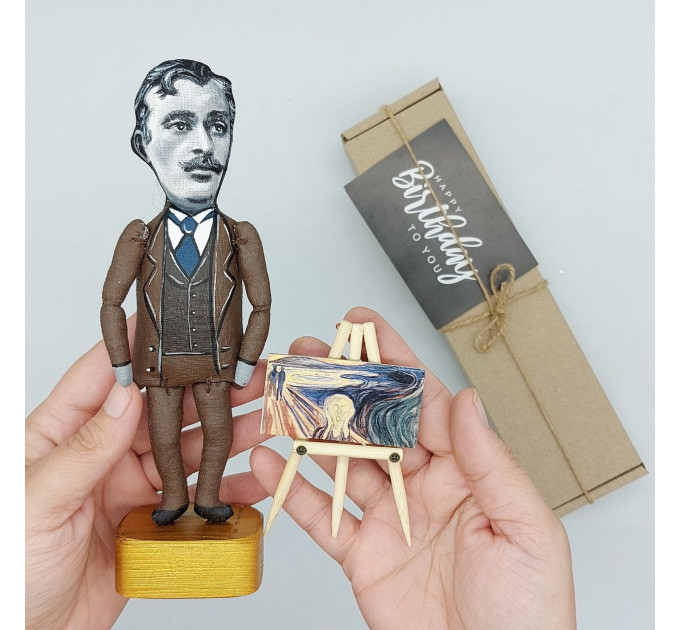 Edvard Munch figurine, Norwegian painter, work The Scream - Gift for Artist - Art studio decor