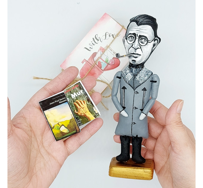 Jean Paul Sartre figurine, French philosopher - Philosophy Teacher Gift!