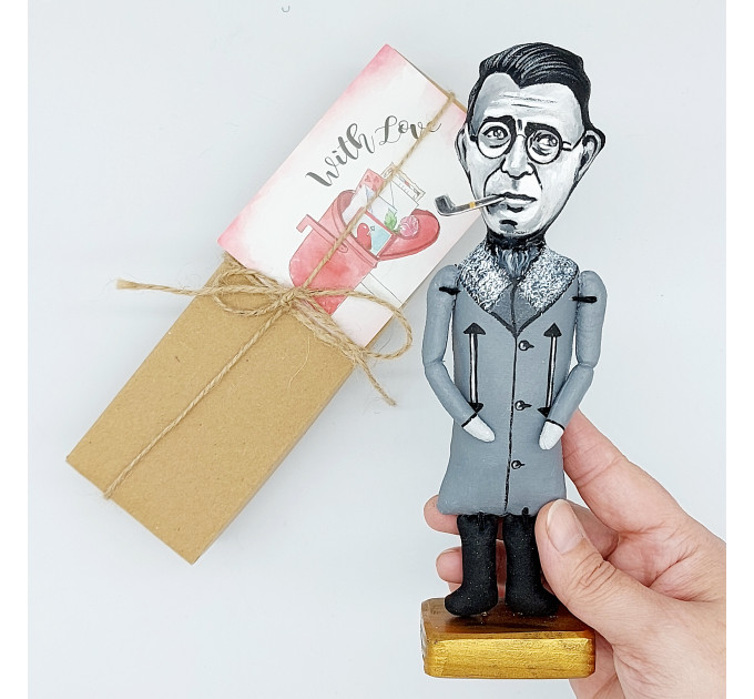 Jean Paul Sartre figurine, French philosopher - Philosophy Teacher Gift!