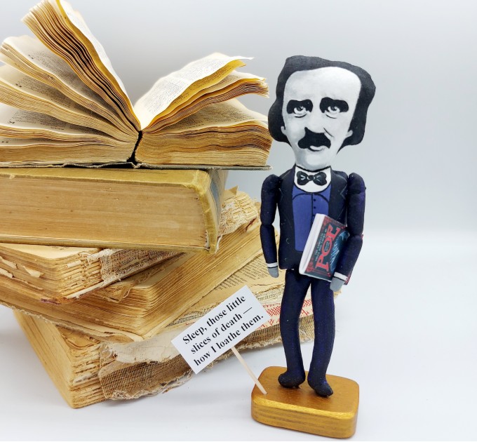 Edgar Allan Poe figure, Literary Gift for Readers! Collectible doll 