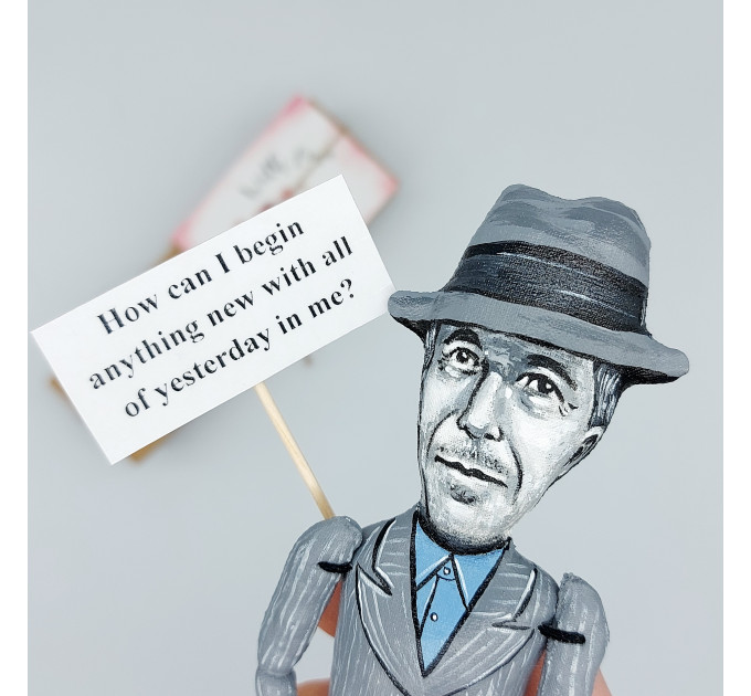 Leonard Cohen poet, novelist, singer figurine, Reader gifts!