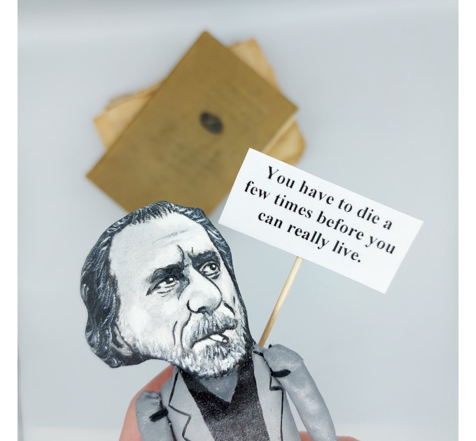Charles Bukowski figurine, American poet, novelist - Reader gifts!