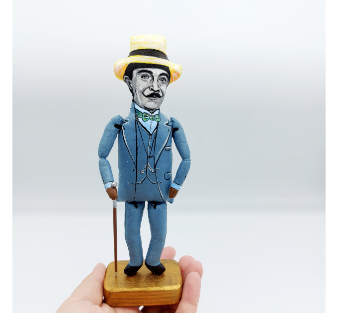 Hercule Poirot famous detective figurine
