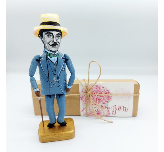 Hercule Poirot famous detective figurine