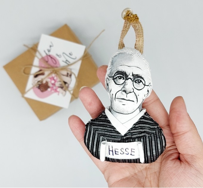 Hermann Hesse bag charm with Hand Embroidery, cotton tote bag
