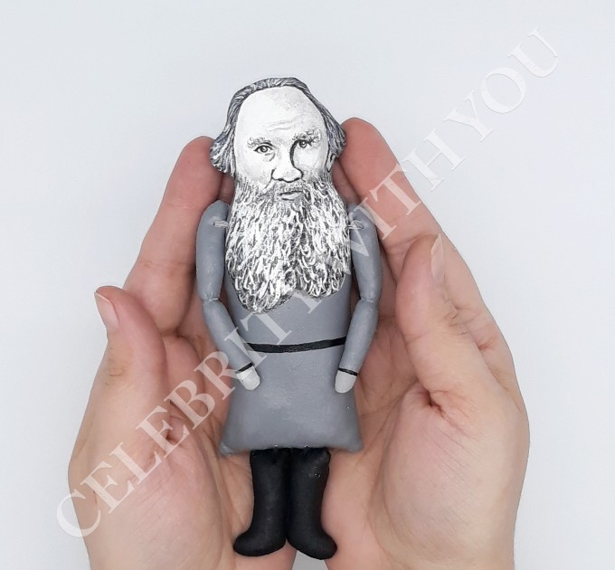 Leo Tolstoy Russian writer author War and Peace, Anna Karenina - Reader  gifts - book shelf decoration - doll hand painted + 2 Miniature Books